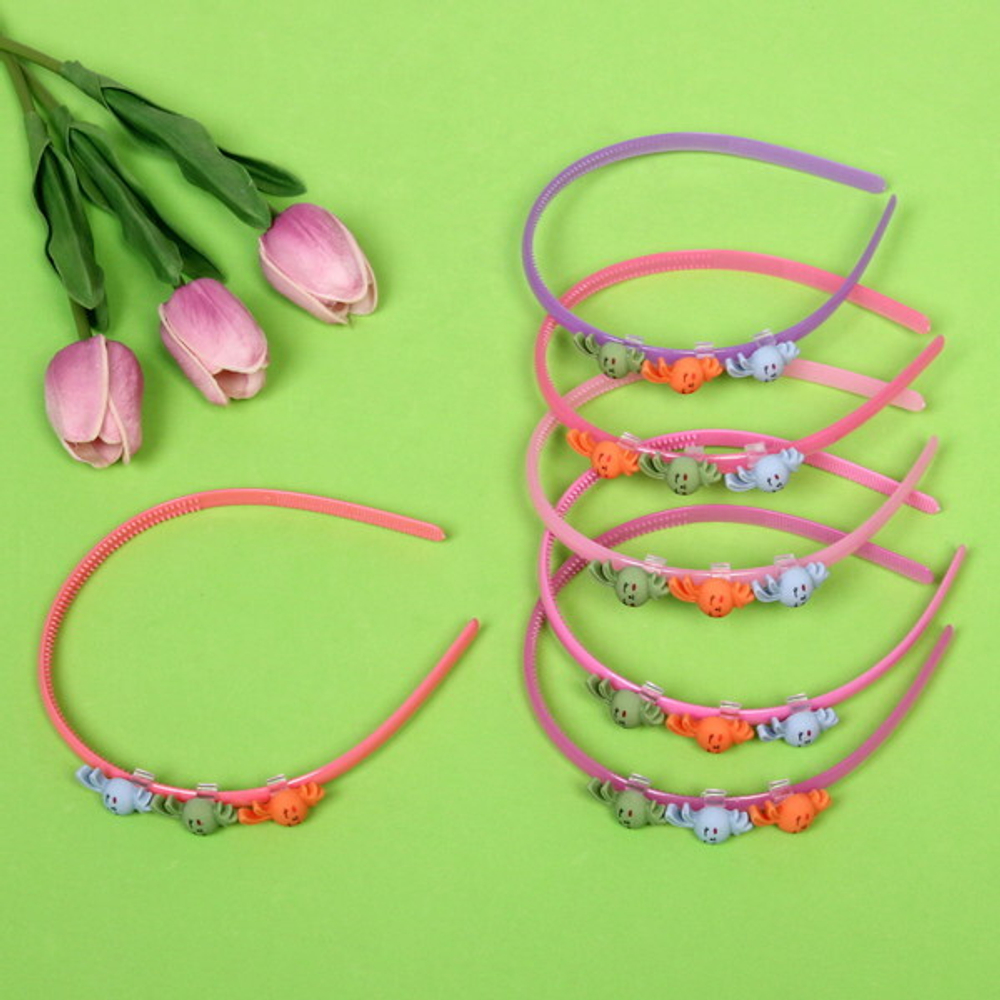 Ободок для волос детский на блистере «MiMi Boom - Зайчик», микс 6 цветов, 0,5см