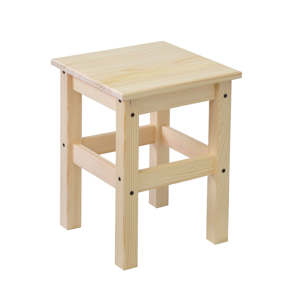 Табурет деревянный Одвар 33х33х45 см с черными винтами, из массива сосны в натуральной отделке