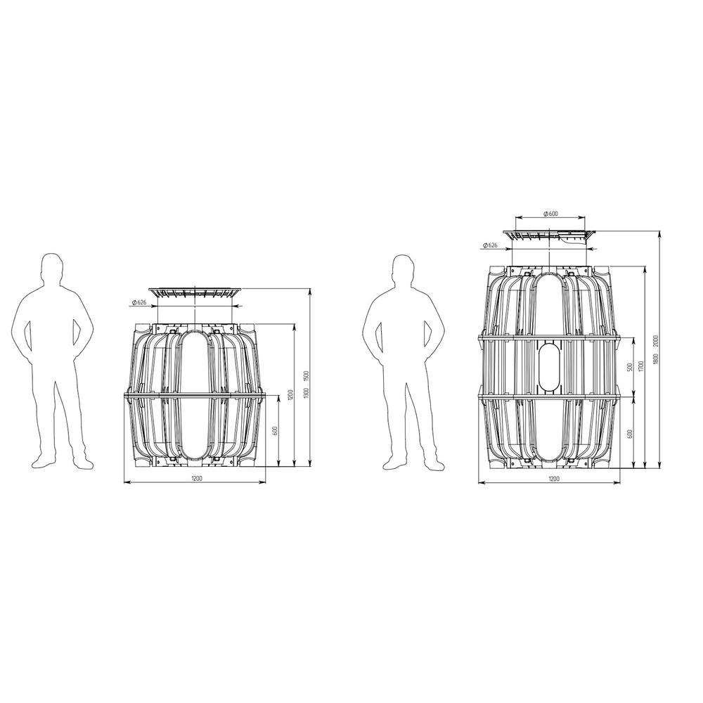 Средняя секция для колодца полимерного универсального с уплот.кольцом 500х1200х1200, А15 (791203)
