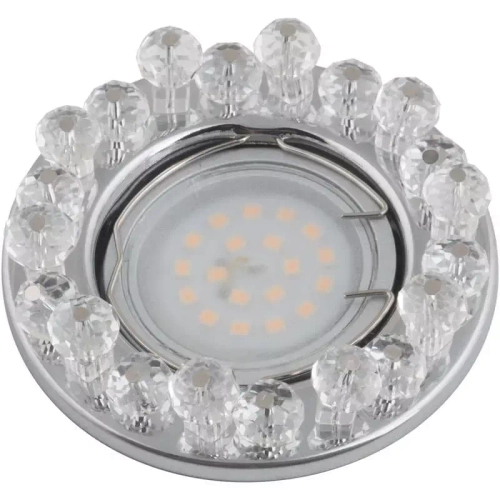 DLS-P118 GU5.3 CHROME/CLEAR Светильник декоративный встраиваемый ТМ Fametto, серия Peonia. Без лампы, цоколь GU5.3.  Основание металл, цвет хром.