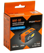 Фонарь налобный аккум. MHF-02 (500-120 Лм, LED SMD+COB, 55*, 4 реж, 1,2-10ч, инд. заряда) MX