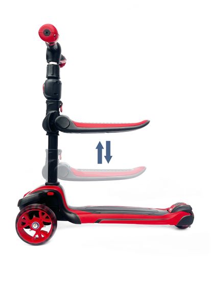 Самокат-беговел со светящимися колёсами 3 в 1 Scooter Micar Moby Black-Red