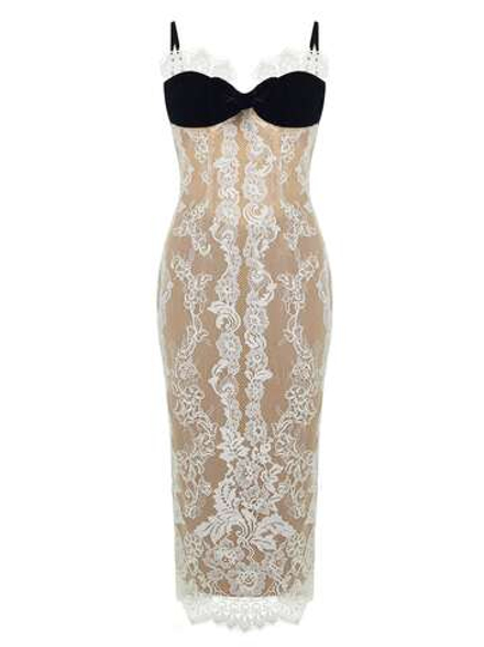 Платье корсетное из кружева с бархатным бантом