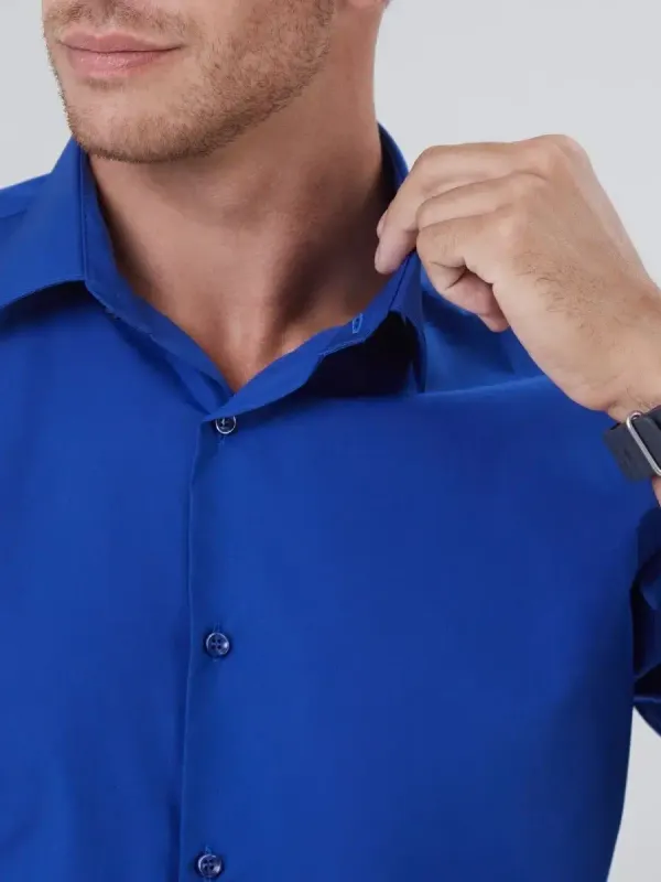 Рубашка приталенная SLIM FIT с коротким рукавом, синяя