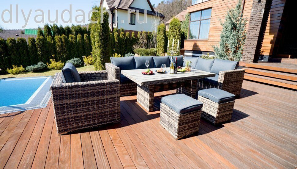 Обеденный комплект мебели из искусственного ротанга Сан-Ремо