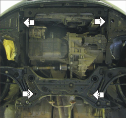 Защита картера Двигателя, КПП. 2 мм, Сталь. для Mitsubishi Colt 2004-2008 MOTODOR.01312
