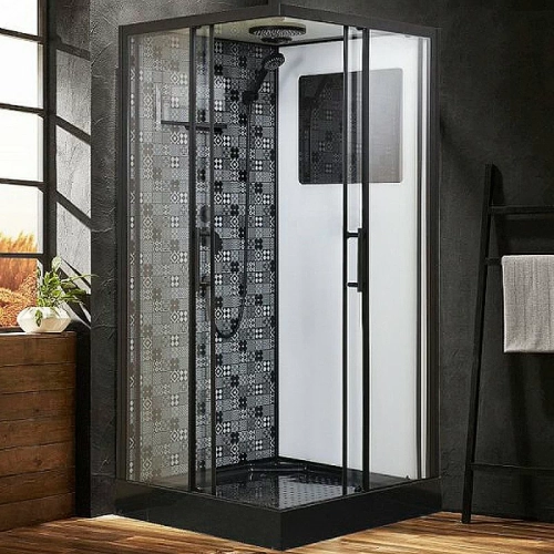 Душевая кабина Esbano Elegancia ESB-100CKR 100x100 стекло прозрачное/профиль черный