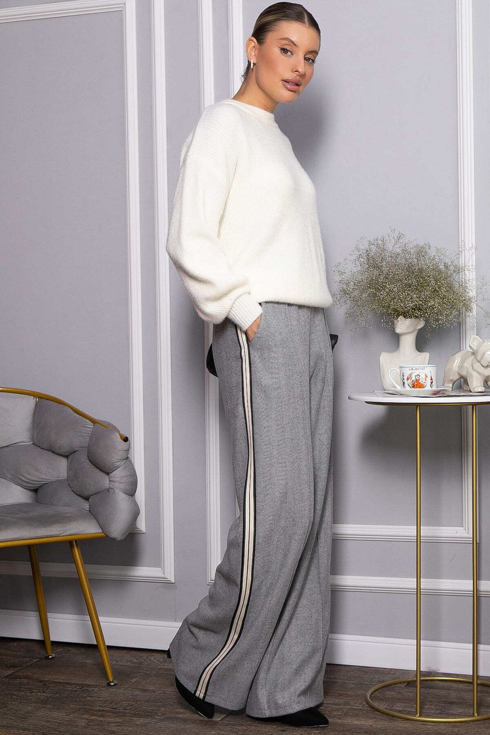 Брюки утепленные трикотажные Вильнюс (серые) Б14452-5М LT Collection