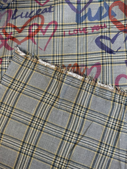 Костюмная принт клетка, беж/серый/черный BST3853