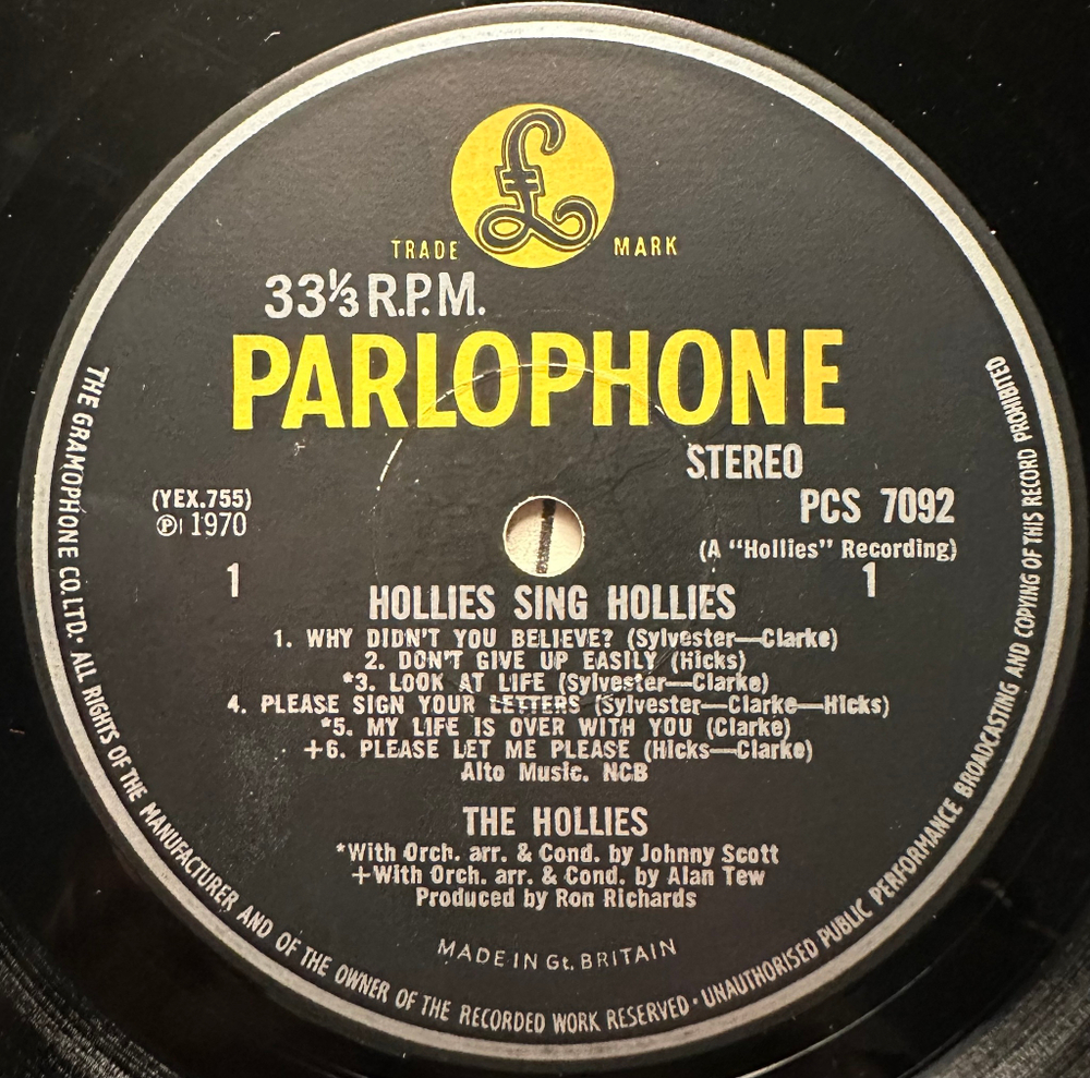 The Hollies - Hollies Sing Hollies (Англия 1969г.)