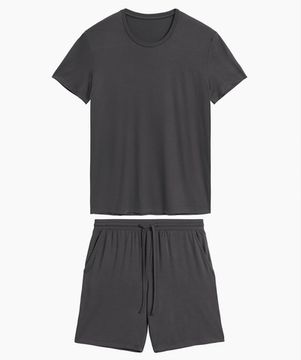 Пижама мужская с коротким рукавом и шортами Atlantic BNMP-005, вискоза, темно-серый меланж