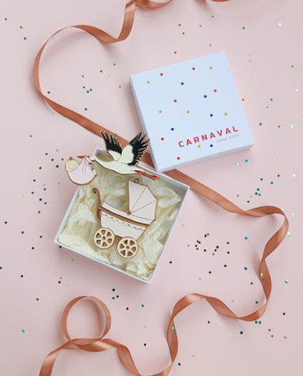 Подарочный набор Аист и Коляска розовые