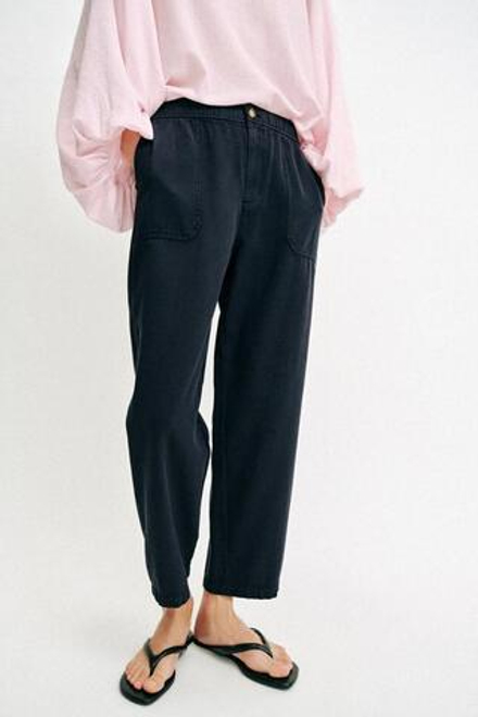 ZARA УКОРОЧЕННЫЕ БРЮКИ ПРЯМОГО КРОЯ, МОРСКОЙ СИНИЙ