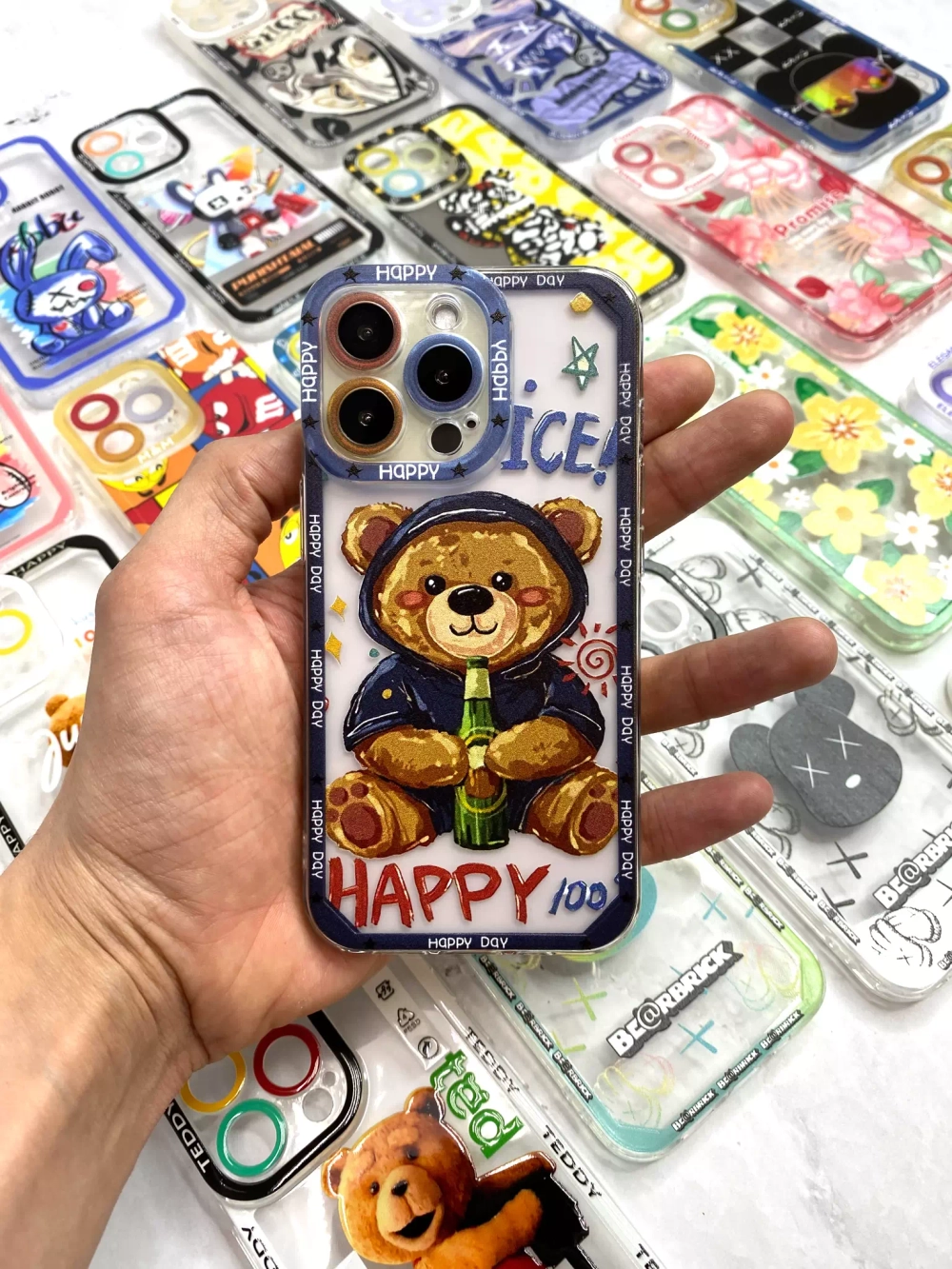Чехол прозрачный силикон. Цветная камера. Happy