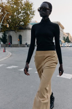 ZARA БРЮКИ-КЮЛОТЫ С ПУГОВИЦАМИ, РЫЖЕВАТО-КОРИЧНЕВЫЙ