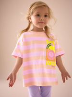 Футболка и легинсы в комплекте для девочки Next E51-361, Светло-оранжевый, Сиреневый