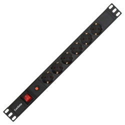 Блок розеток ExeGate ServerPro PDU-19H605 Al-6S-C14-SW-O, 19", 1U, алюминий, 6xSchuko, С14