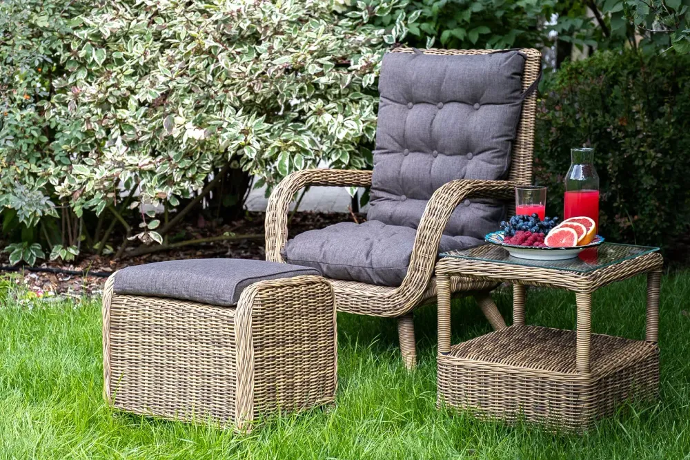 "Толедо" кресло плетеное с подушками, цвет соломенный