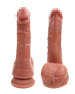 Вибромассажер с мошонкой на присоске реалистичный телесный 19 см