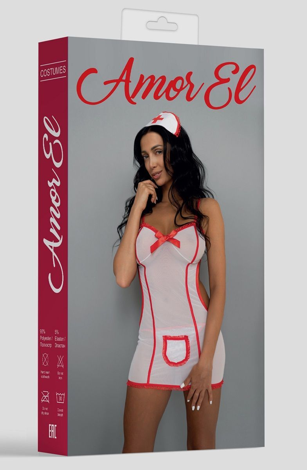 Игровой костюм сексуальной медсестрички (Размер: S-M) (Цвет: белый с красным)