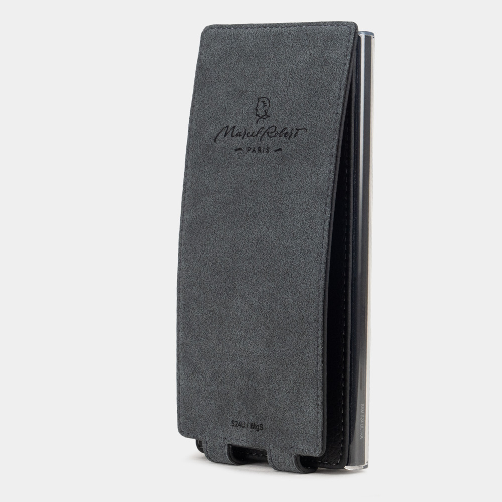 Чехол для Samsung Galaxy S24 Ultra из натуральной кожи теленка, черного цвета