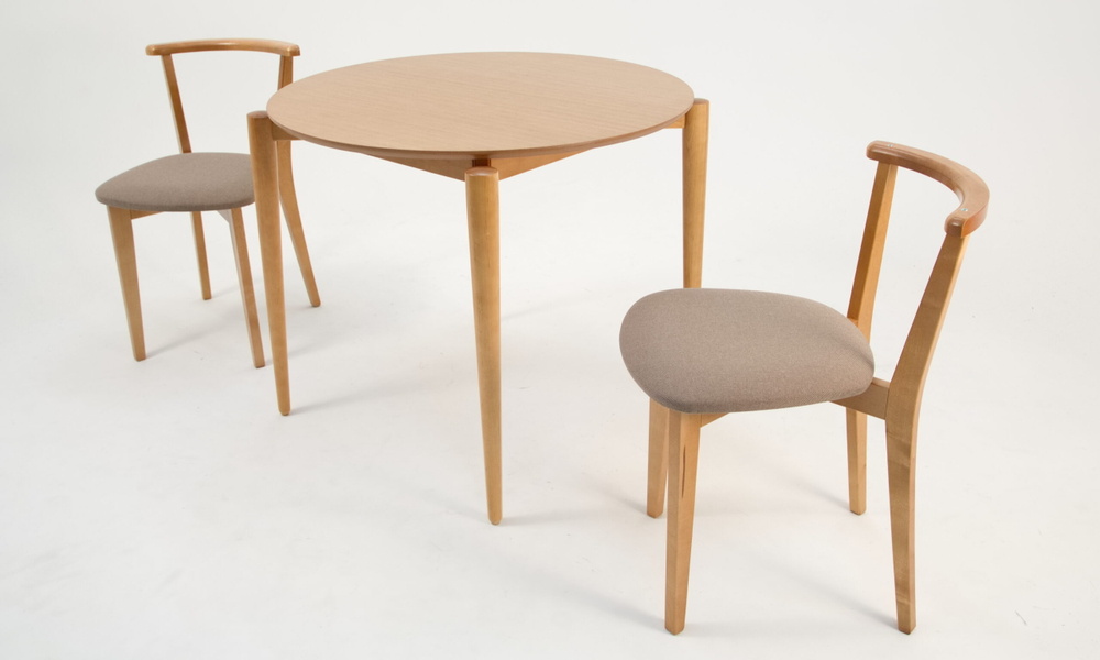 Стол Zip-mebel Pawook К 90 натур со стульями Франк ПМ натур/бежевая рогожка