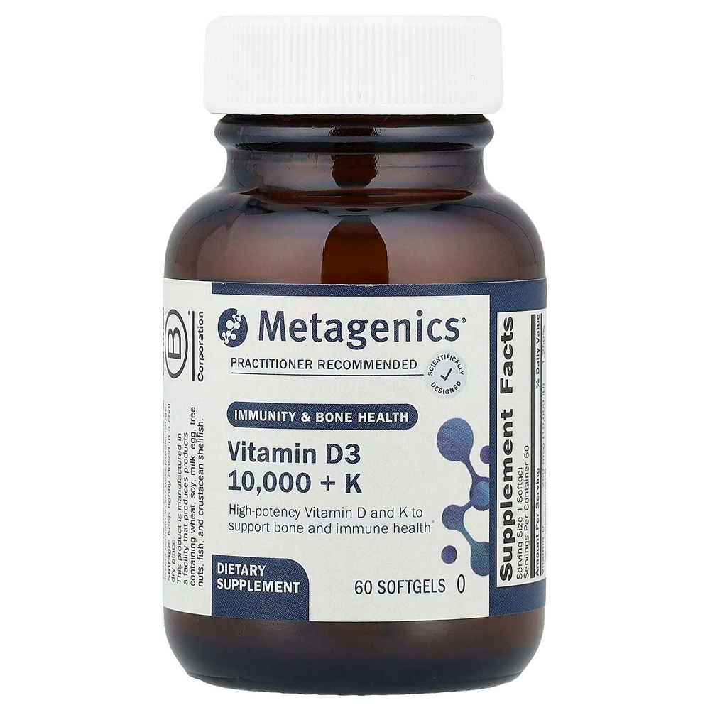 Metagenics, витамин D3 10 000 с витамином K, 60 капсул