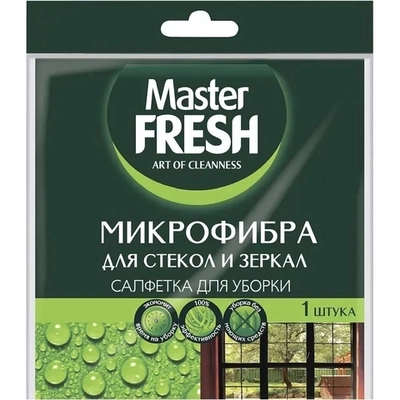 Салфетка для стекол и зеркал Master FRESH МИКРОФИБРА, 1шт. (30*30см)