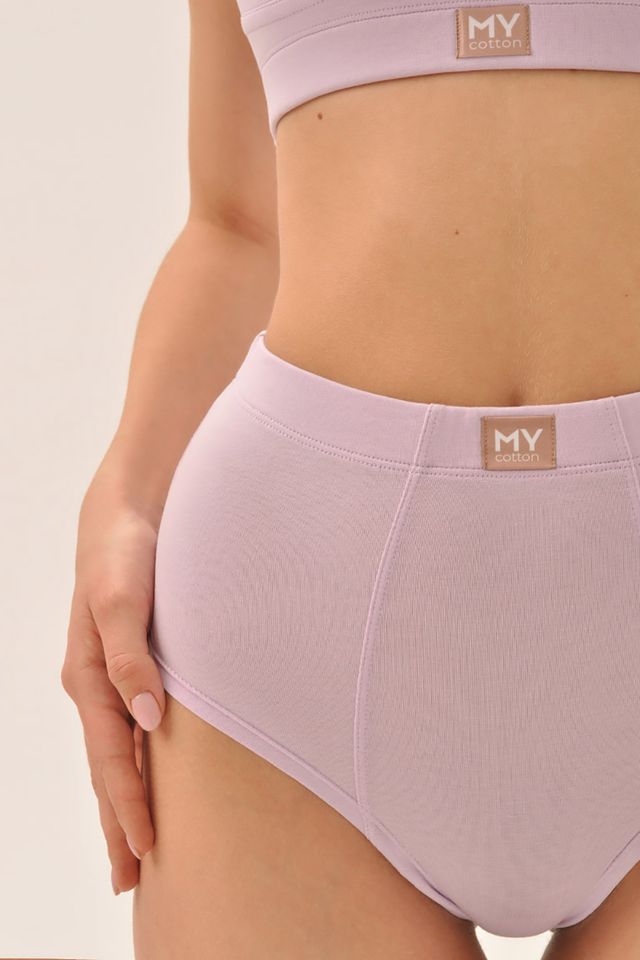 Женские слипы бойфренды с высокой посадкой цвета черничный йогурт