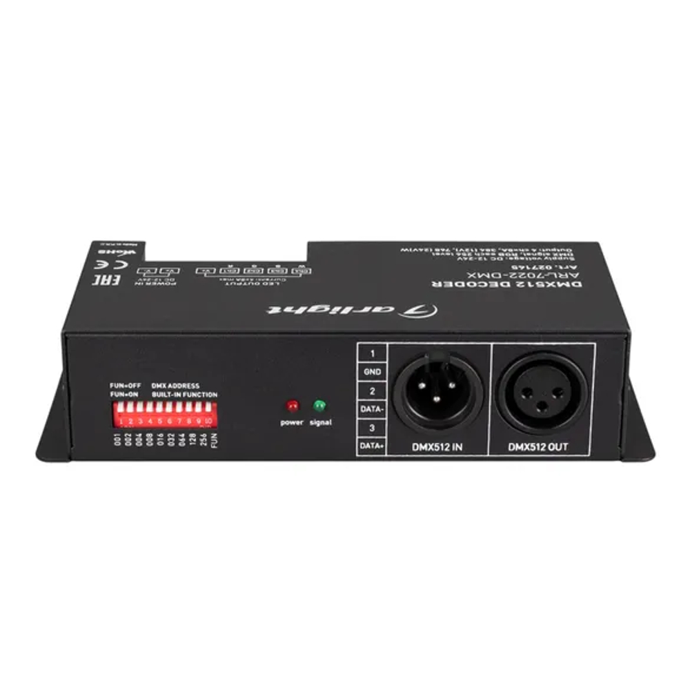 Декодер ARL-7022-DMX (12-24V, 4x8A, DMX512, XLR3) (Arlight, IP20 Металл, 3 года) 027145