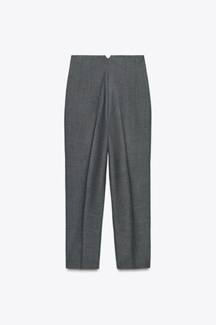 ZARA БРЮКИ С ВЫСОКОЙ ПОСАДКОЙ, СЕРЫЙ МЕЛАНЖ