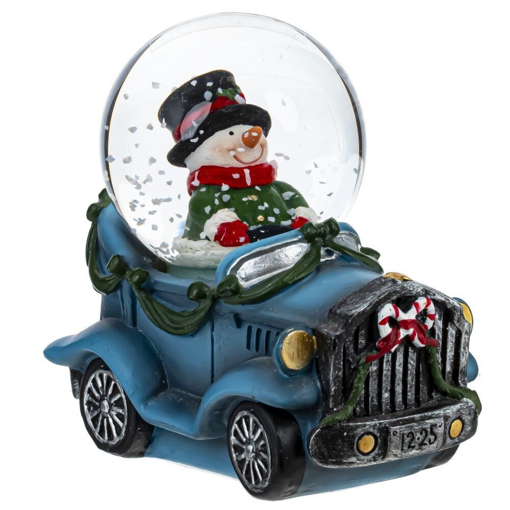 GAEM Фигурка декор в стекл шаре "Снеговик на машине", D4,5 см, L8 W4,5 H7,5 см, 2в.