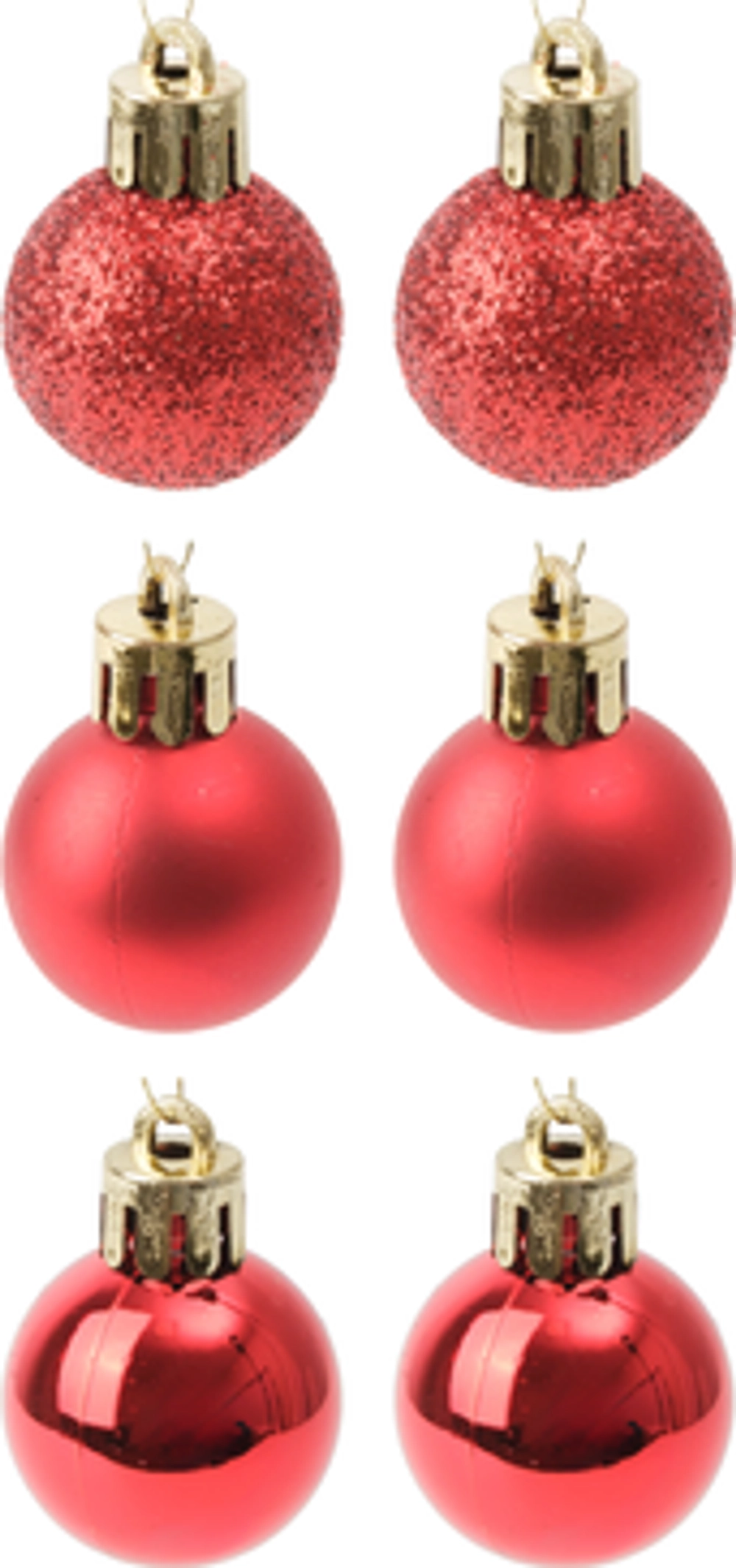 Набор шаров 6шт 3см красный (глянец 2шт, матовые 2шт, глиттер 2шт) SYQA-0124043-R