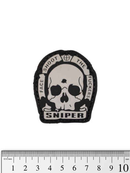 Шеврон Sniper Face Shoot the Fuckers PVC. Чёрный