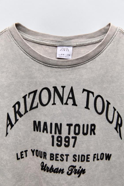 ZARA ЛОНГСЛИВ С РЕЛЬЕФНОЙ НАДПИСЬЮ, АНТРАЦИТОВО-СЕРЫЙ