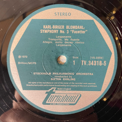 Винтажная виниловая пластинка LP Карл Биргер Блумдаль, Karl Birger Blomdahl, Hilding Rosenberg, Симфония Symphony No. 3 Facetter, Symphony No. 6 Sinfonia Semplice (Англия 1970)