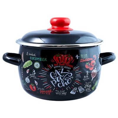 Кастрюля сталь, эмал, 2 л, с крыш, крышка сталь, Appetite, Gazpacho, 1RC161M, индукц