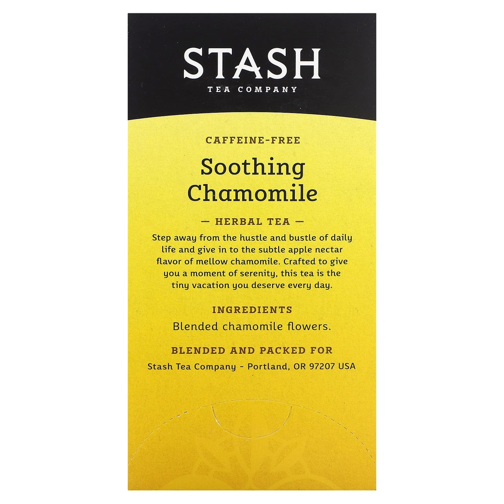 Stash Tea, Herbal Tea, успокаивающая ромашка, без кофеина, 20 чайных пакетиков, 18 г (0,6 унции)