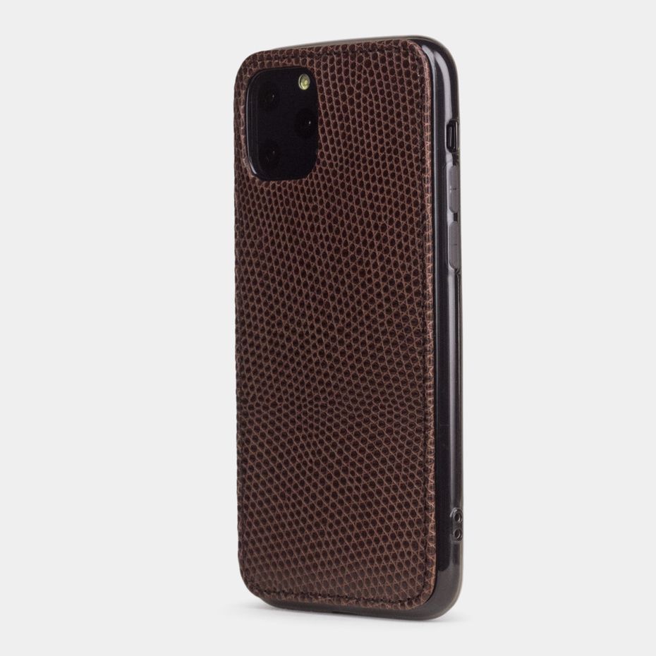 Special order: Чехол-накладка для iPhone 11 Pro из натуральной кожи ящерицы, коричневого цвета