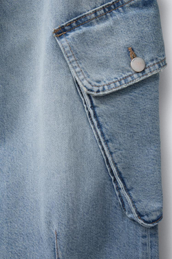 ZARA ДЖИНСЫ КАРГО С КАРМАНАМИ, СИНИЙ