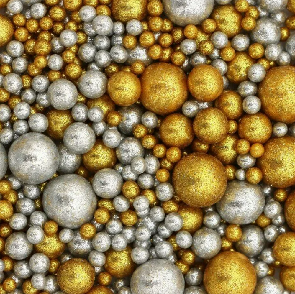 Кондитерская посыпка с мягким центром "Блеск" золото, серебро, 50 г