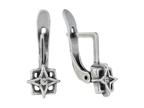 "Гемме" серьги в серебряном покрытии из коллекции "Капель" от Jenavi  с английским замком