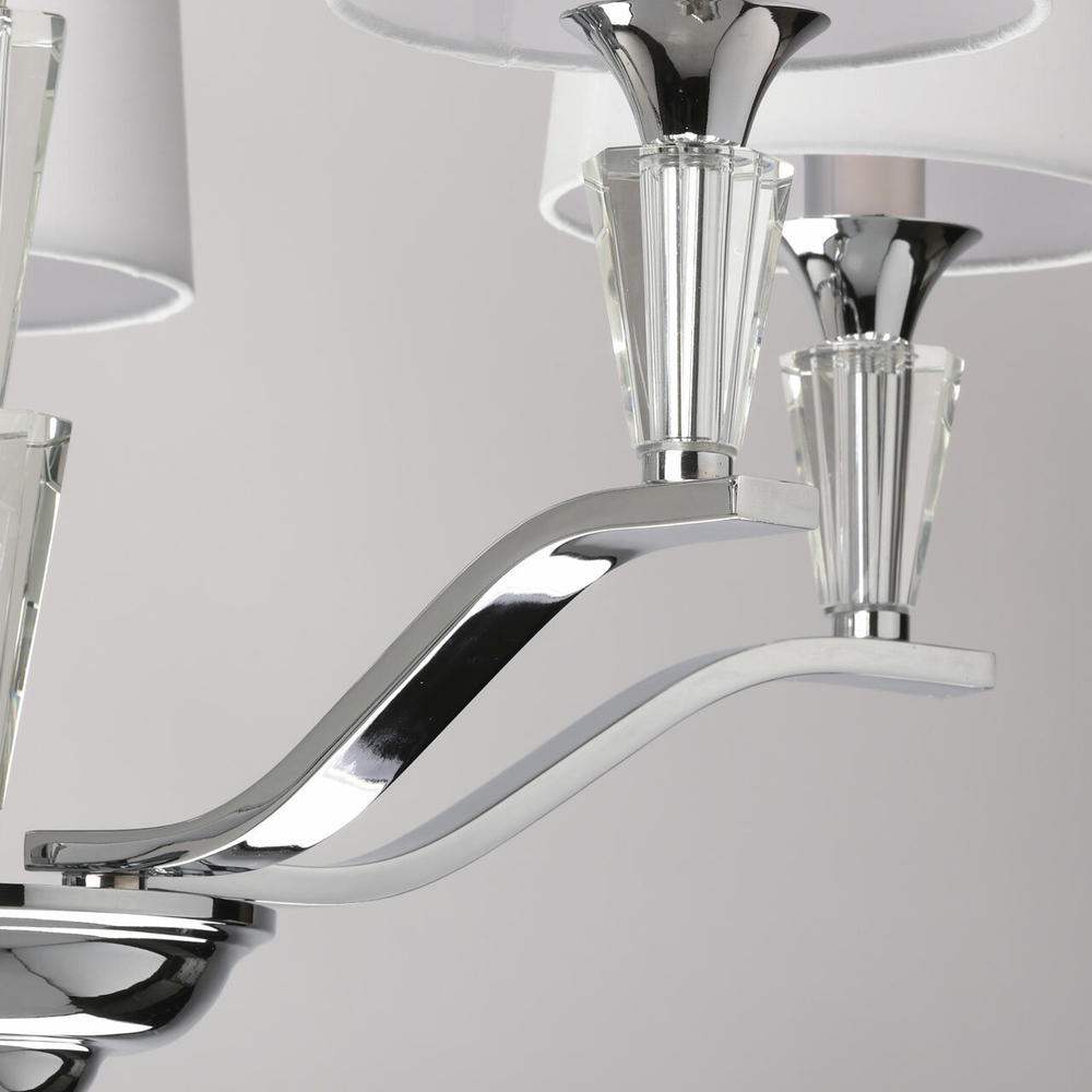 Люстра подвесная для гостиной/спальни/кухни/столовой/офиса MW-Light Палермо, 5 ламп E14, 200 Вт, 10 м2, хром/белый