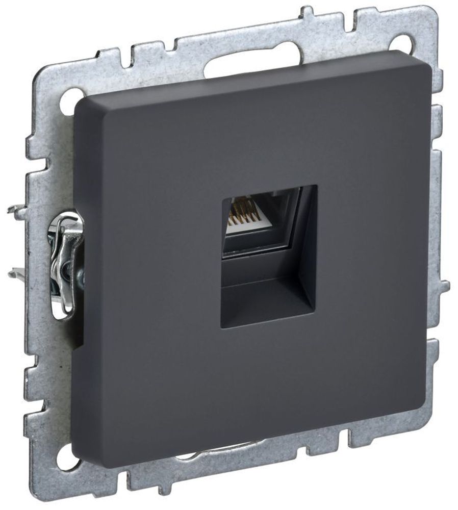 Розетка компьютерная СП RJ45 кат.5E BRITE РК10-БрГ механизм графит IEK BR-K10-1-K53 Розетка компьютерная СП RJ45 кат.5E BRITE РК10-БрГ механизм графит IEK BR-K10-1-K53