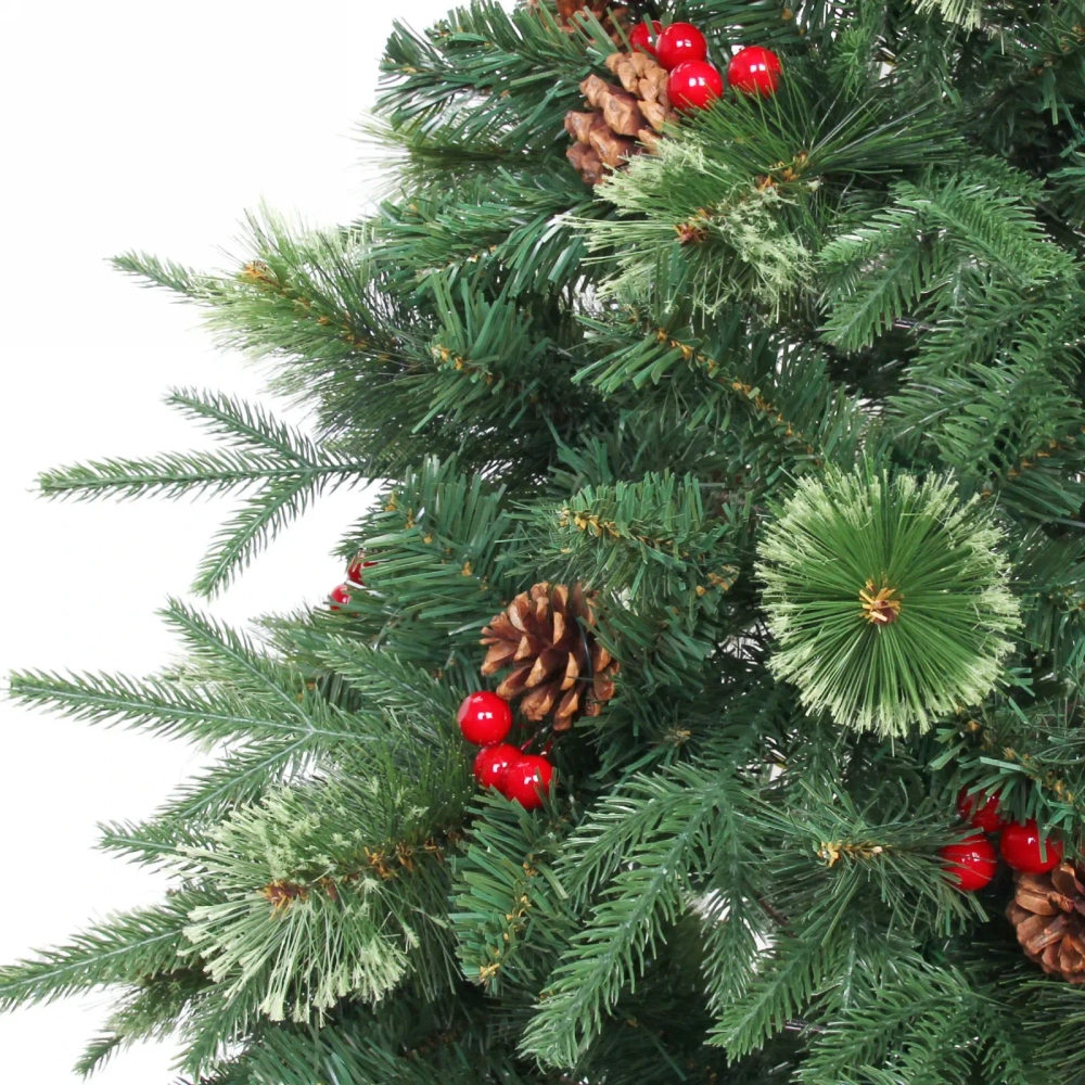 Ёлка «Царевна Зима» 150 см, ПВХ+Леска+Резина, шишки и ягоды (345 веток)
