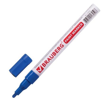 Маркер-краска лаковый, 1-2мм, синий, нитро-основа, Brauberg