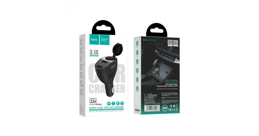 Зарядка в прикуриватель USBх2 HOCO Z34 1USB 2.4A 1