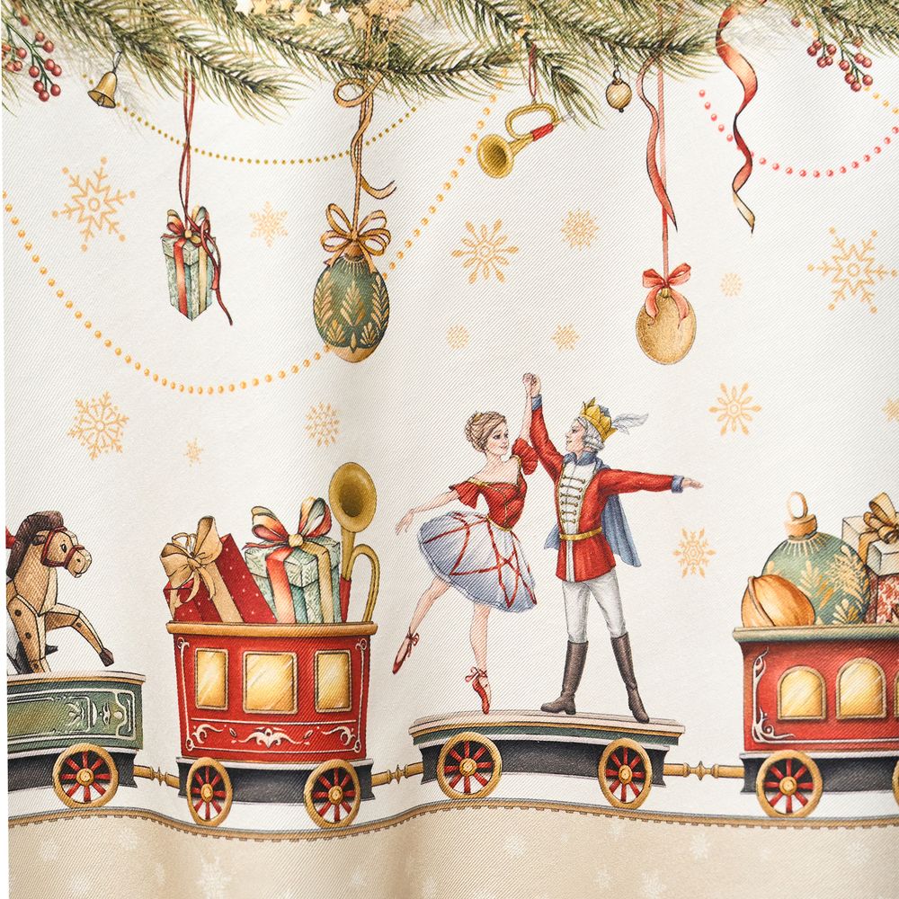 СКАТЕРТЬ КРУГЛАЯ "ЩЕЛКУНЧИК" ,220СМ БЕЖЕВЫЙ 100% ХЛОПОК , ТВИЛ