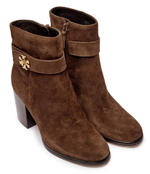 Кожаные ботильоны на каблуке TORY BURCH - коричневый(156277)