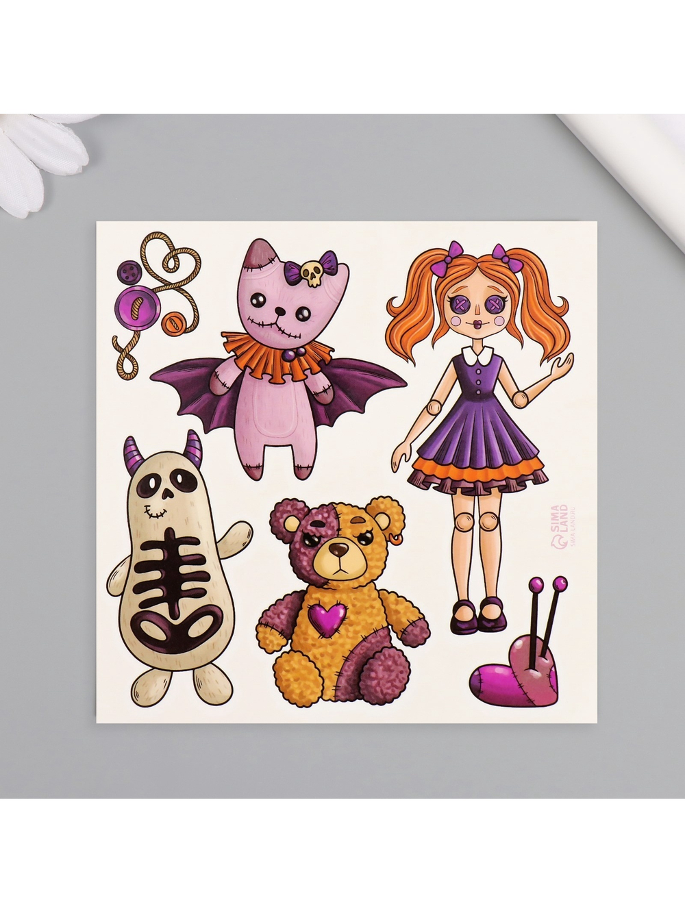 Переводные тату на тело цветные «Игрушки», 10×10 см